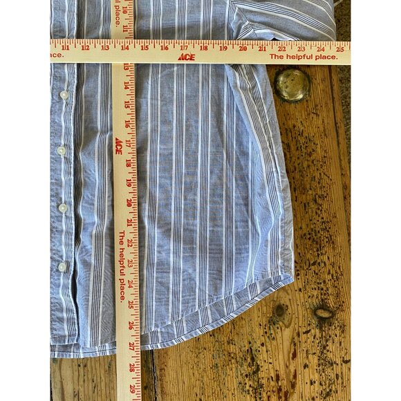 Banana Republic Womens‎ Blue Striped Blouse LP Cotton Long Sleeve  Button-Up - Picture 6 of 6
